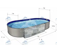 Бассейн Гигабасс овальный  вкапываемый 3 х 2 х 1,5 м