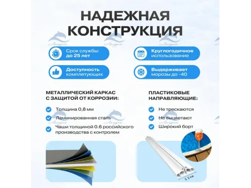 Бассейн ГИГАБАСС овальный вкапываемый 10х5,5х1,5 м