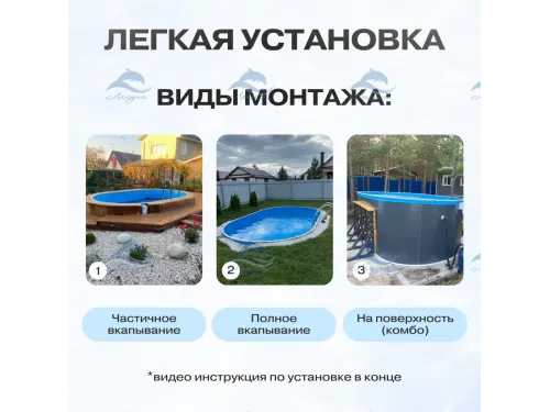 Бассейн ГИГАБАСС овальный вкапываемый 10х5,5х1,5 м