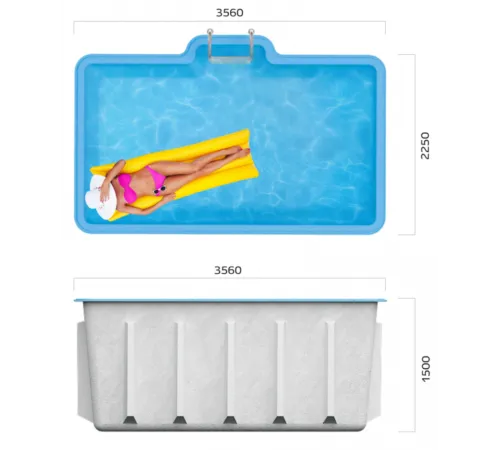 Композитный бассейн Абвиль 3,56*2,25*1,50 м., Франмер