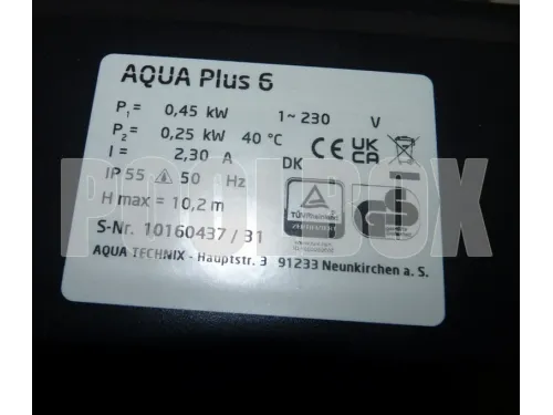 Насос (6 м3/ч, 0.45 кВт/ч, 220В) Aquatechnix Aqua Plus  6