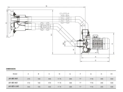 Противоток AquaViva AV-JET-5.5ST Kit (380В, 68м3/час, 5.5HP)