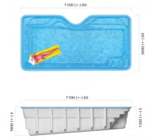 Композитный бассейн Авиньон 7,10*3,60*1,3-1,8 м., Франмер