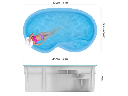 Композитный бассейн Барселона 4,30*2,70*1,55 м., Франмер