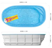 Композитный бассейн Биориц 6,20*3,00*1,48 м., Франмер