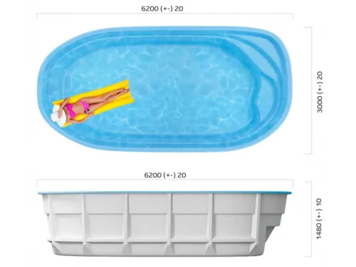 Композитный бассейн Биориц 6,20*3,00*1,48 м., Франмер