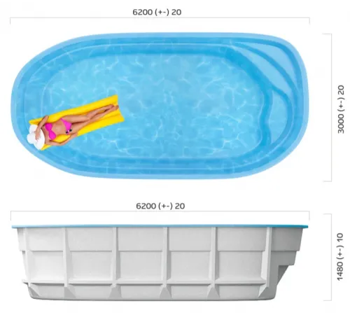 Композитный бассейн Биориц 6,20*3,00*1,48 м., Франмер