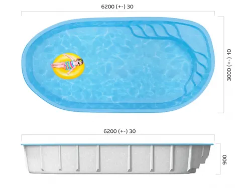 Композитный бассейн Биориц-Baby 6,2*3,0*0,9 м., Франмер