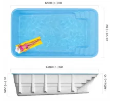 Композитный бассейн Бордо 6,50*3,67*1,4-1,65 м., Франмер
