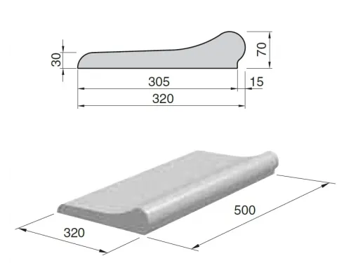 Бордюрный (копинговый) камень (50 см. х 30,5 см.) Carobbio Rustic