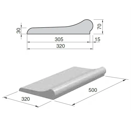 Бордюрный (копинговый) камень (50 см. х 30,5 см.) Carobbio Rustic