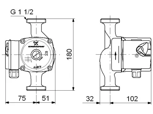 Циркуляционный насос для бассейна 1'' Grundfos UPS - 25/40 180