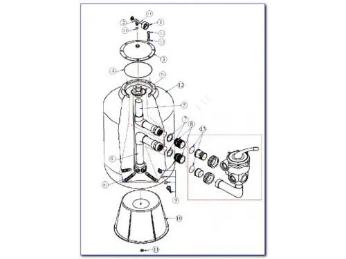 Фильтровальная установка (500 мм, 10м3/ч, 0,6 кВт) (бок. подсоед.) Behncke Cristall D500-2016