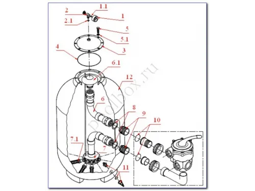 Фильтровальная установка (750 мм, 20 м3/ч, 1,32 кВт) (бок. подсоед.) Behncke Cristall D750