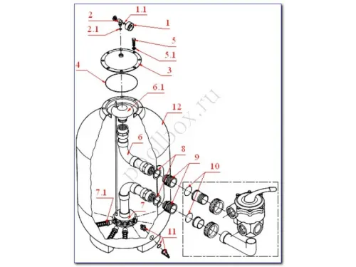 Фильтровальная установка (900 мм, 32 м3/ч, 2 кВт) (бок. подсоед.) Behncke Cristall D900