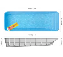 Композитный бассейн Дижон 10,09*3,70*1,26-1,64 м., Франмер