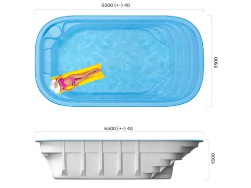 Композитный бассейн Довиль 6,50*3,50*1,50 м., Франмер