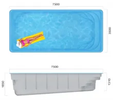 Композитный бассейн Драммен  7,5*3,5*1,32-1,85 м., Франмер