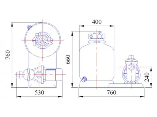 Фильтровальная установка (400 мм., 6 м3/ч, 0,43 кВт) (верх. подсоед.) Emaux FSP400-4W (Opus)