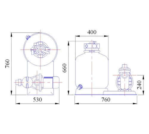 Фильтровальная установка (400 мм., 6 м3/ч, 0,43 кВт) (верх. подсоед.) Emaux FSP400-4W (Opus)
