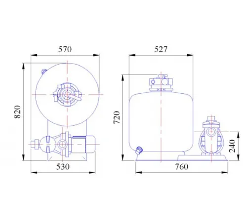 Фильтровальная установка (500 мм., 11 м3/ч, 0,75 кВт) (верх. подсоед.) Emaux FSP500-4W (Opus)