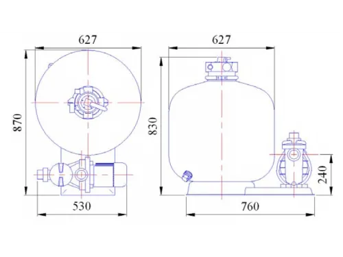 Фильтровальная установка (650 мм., 13 м3/ч, 0,9 кВт) (верх. подсоед.) Emaux FSP650-4W (Opus)
