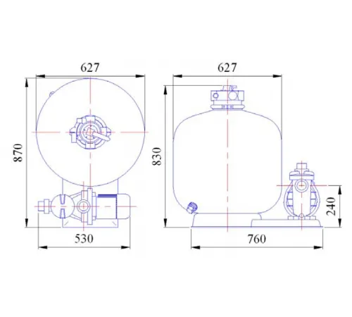 Фильтровальная установка (650 мм., 13 м3/ч, 0,9 кВт) (верх. подсоед.) Emaux FSP650-4W (Opus)