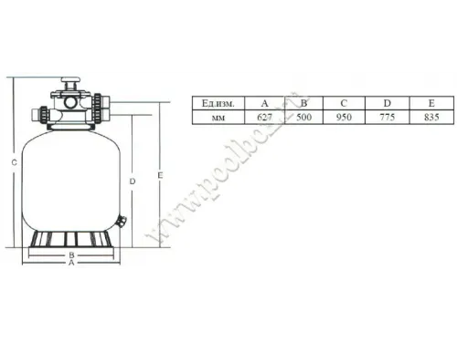 Фильтр (д. 450 мм., 50 мм., 6-8 м3/ч, 45 кг., бок. соед.) Emaux S450 (Opus)