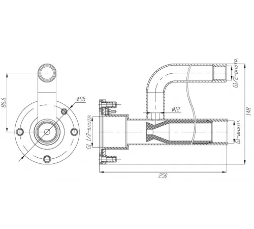 Форсунка гидромассажная 7 м.куб./час, лайнер, ФГ.07 (только закладная) из нерж. стали AISI-304