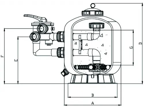 Фильтр (д. 650 мм., 50 мм., 15-17 м3/ч, 145 кг., бок. соед.) Aquaviva SP650