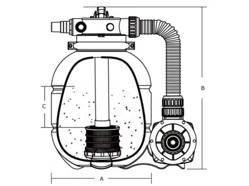 Фильтровальная установка (330 мм., 3,5 м3/ч, 0,28 кВт) (верх. подсоед.) Aquaviva FSP300-ST20