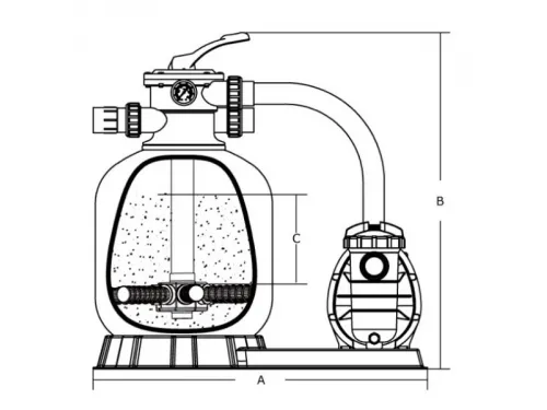 Фильтровальная установка (650 мм., 15,6 м3/ч, 1,71 кВт) (верх. подсоед.) Aquaviva FSF650