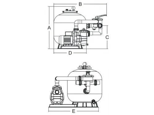 Фильтровальная установка (650 мм., 10,5 м3/ч, 0,9 кВт) (бок. подсоед.) Aquaviva FSB650