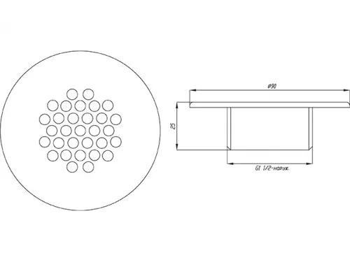 Форсунка возврата воды ФП.111.3 донная (барботажная) (плитка) д.90 мм. из нерж. стали AISI-304
