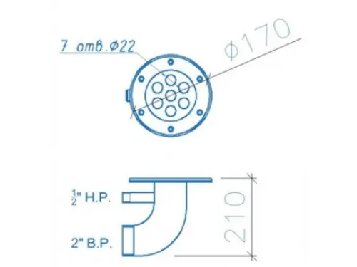 Форсунка гидромассажная АТ 03.11 (универс.) 25-30 м.куб./час угловая из нерж. стали AISI-304