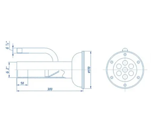 Форсунка гидромассажная АТ 03.10M (универс.) 40-45 м.куб./час из нерж. стали AISI-316