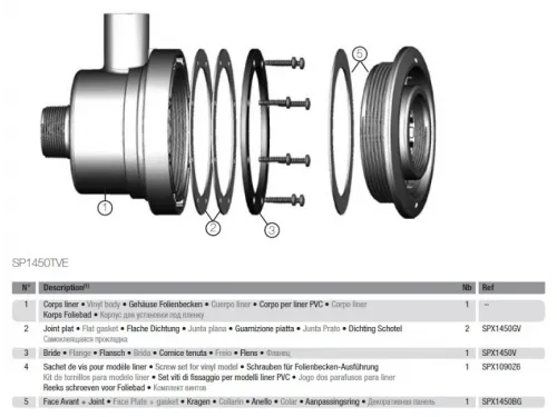 Форсунка гидромассажная Hayward TURBO-JET SP1450TVE, 15 м.куб./час (под лайнер)