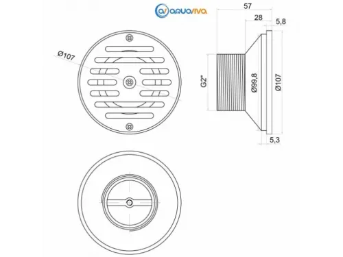 Форсунка возврата воды донная (плитка) Aquaviva 58812