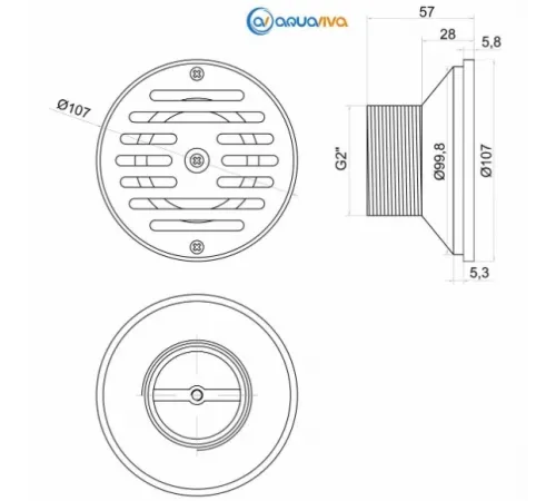 Форсунка возврата воды донная (плитка) Aquaviva 58812