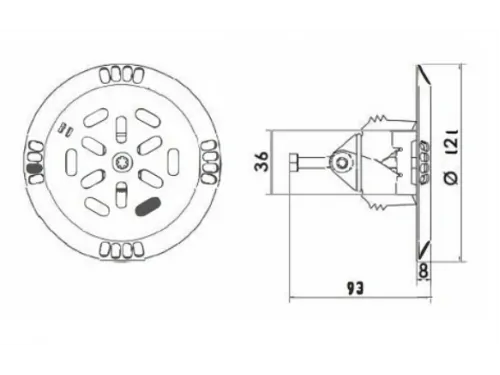 Форсунка возврата воды АТ 03,38M донная распорная (плитка) из нерж. стали AISI-316