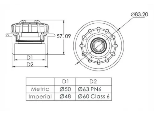Форсунка возврата воды стеновая (плитка) Aquaviva EM4409 (63 мм)