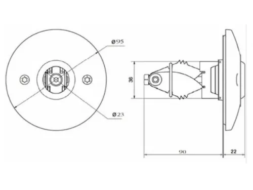 Форсунка возврата воды АТ 03,39M стеновая распорная (плитка) из нерж. стали AISI-316