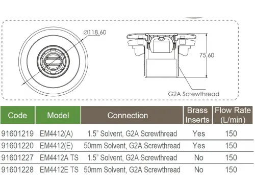 Форсунка возврата воды стеновая (универсал.) Emaux EM4412