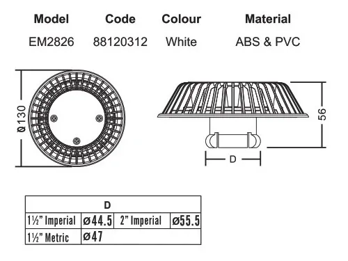 Форсунка всасывающая Aquaviva EM2826 для переливного лотка (50 мм)