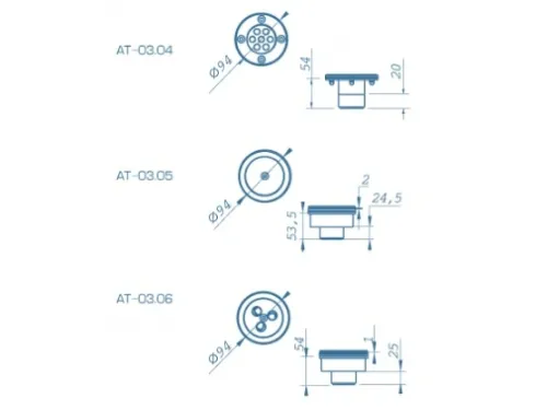 Форсунка возврата воды АТ 03,04 донная (универс.), из нерж. стали AISI-304, с прямой подачей