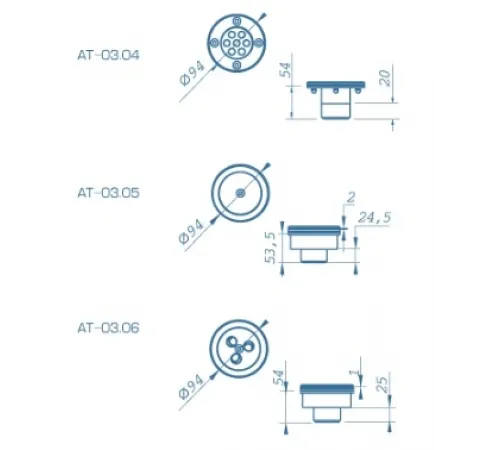 Форсунка возврата воды АТ 03,04 донная (универс.), из нерж. стали AISI-304, с прямой подачей