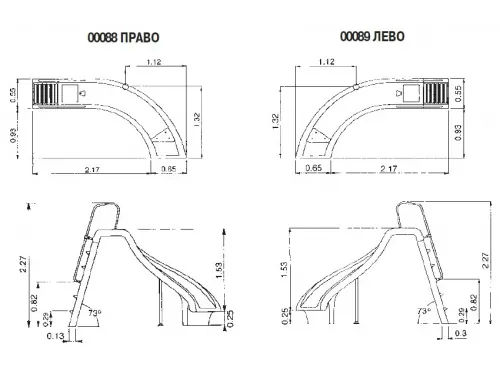 Горка для бассейна пластиковая с разворотом Astral 