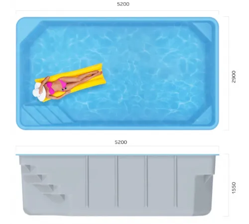 Композитный бассейн Хортен 5,2*2,9*1,55 м., Франмер