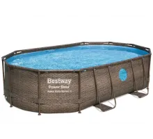 Каркасный бассейн Bestway Ротанг 56946 (488х305х107 см) с песочным фильтром, лестницей и защитным тентом