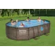 Каркасный бассейн Bestway Ротанг 56946 (488х305х107 см) с песочным фильтром, лестницей и защитным тентом